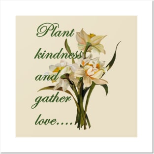 Plant Kindness and Gather Love Proverb With Daffodils Posters and Art